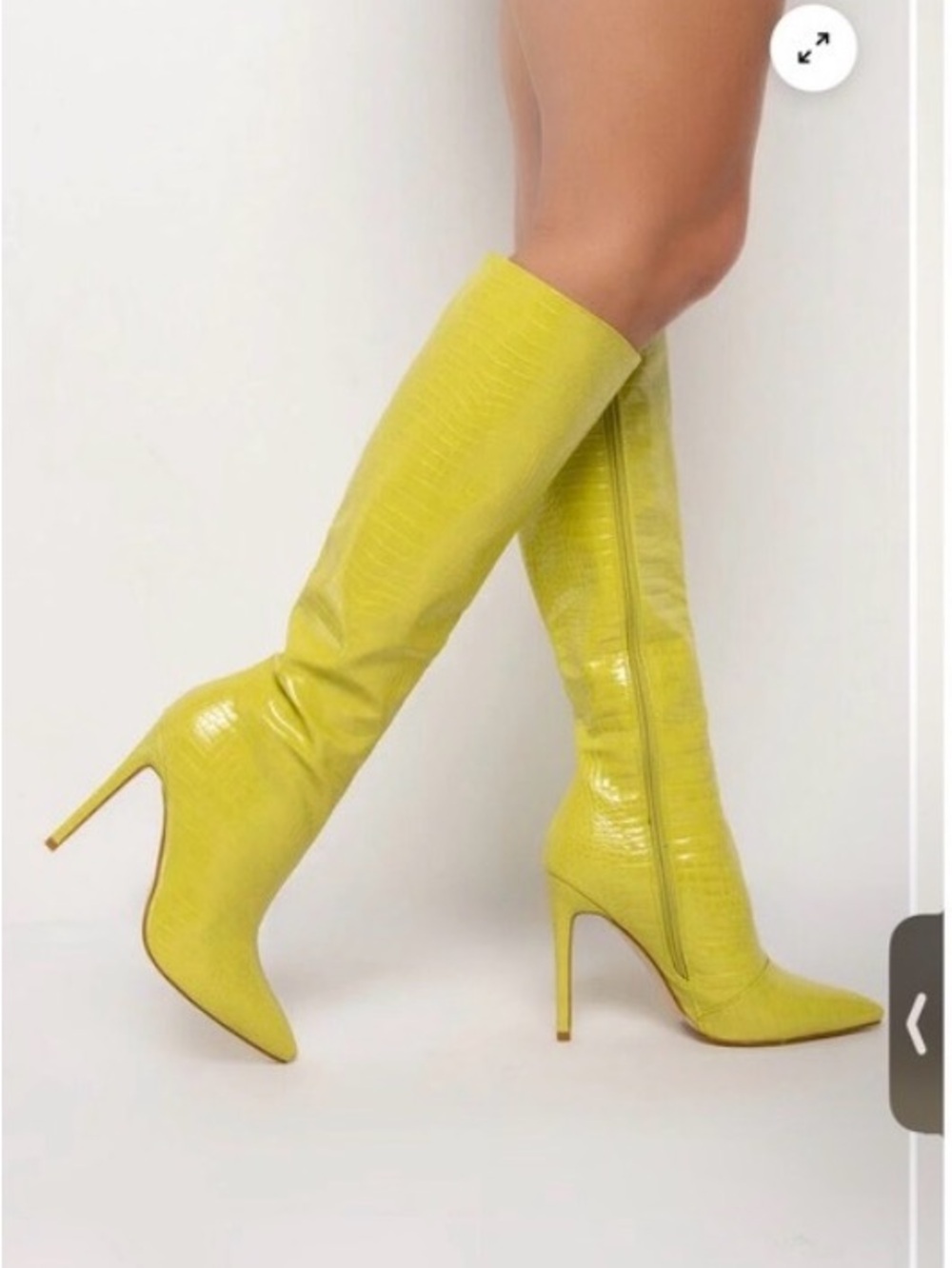 Azalea Wang Lime Green Croc Pattern Boots